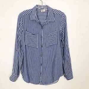 Japna Women's Button Front Striped Shirt Medium